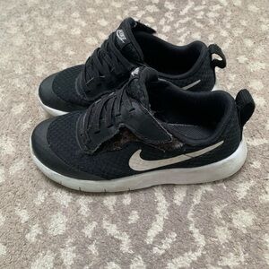 Nike Kids Black Sneakers with White Swoosh